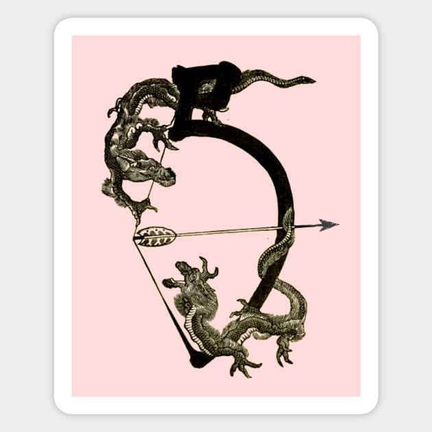 Mythological Bow and Arrow Dragons Magnet by OpsimathArt